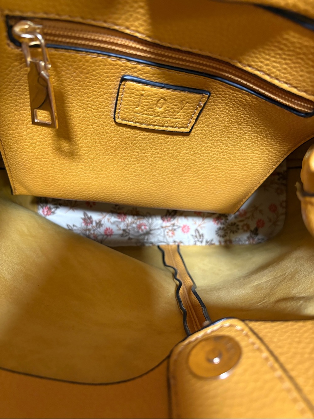 Joy Susan Pebbled Mustard Vegan Leather Classic Hobo Tote - Picture 9 of 17